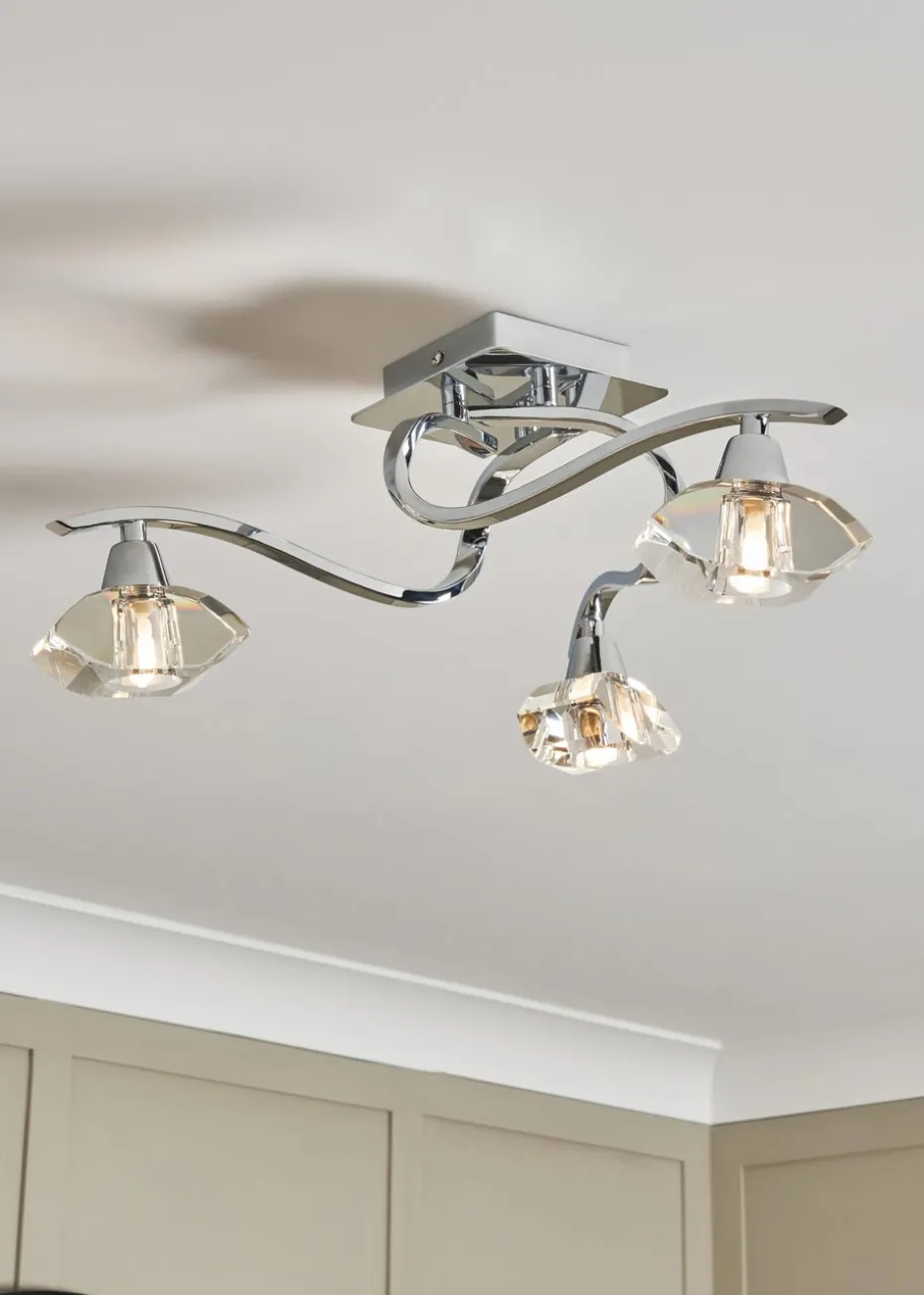 BHS Chrome Bella Flush Ceiling 3 Light (15cm x 45cm)