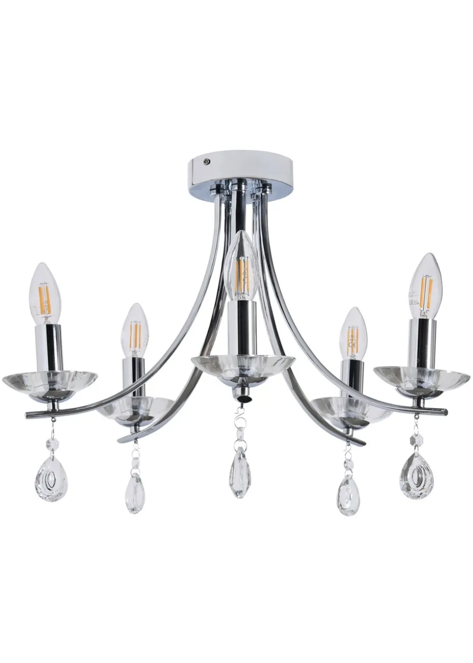 BHS Chrome Bugsy Flush Ceiling 5 Light (36cm x 55cm)