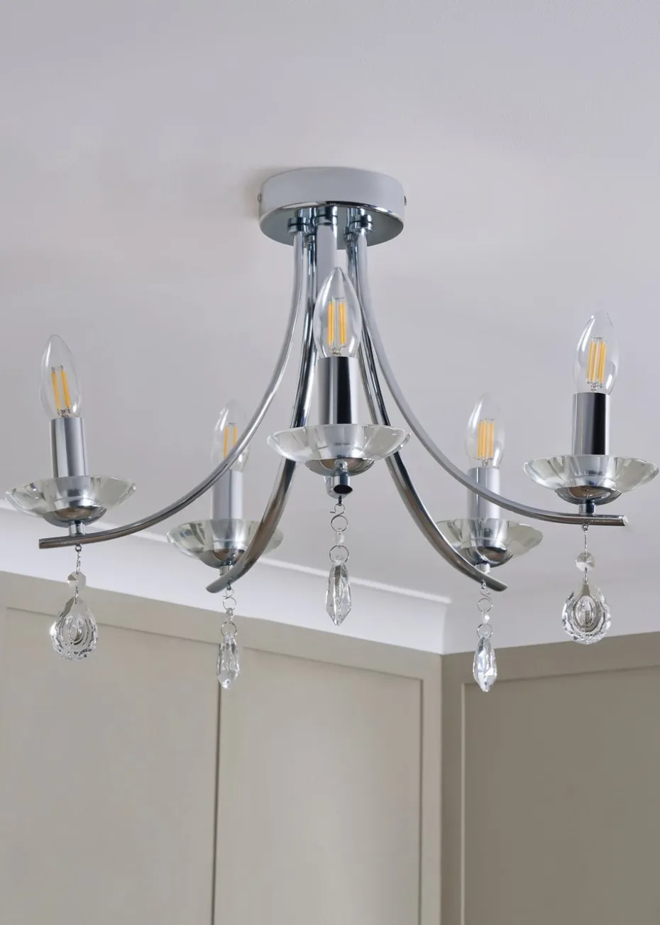 BHS Chrome Bugsy Flush Ceiling 5 Light (36cm x 55cm)
