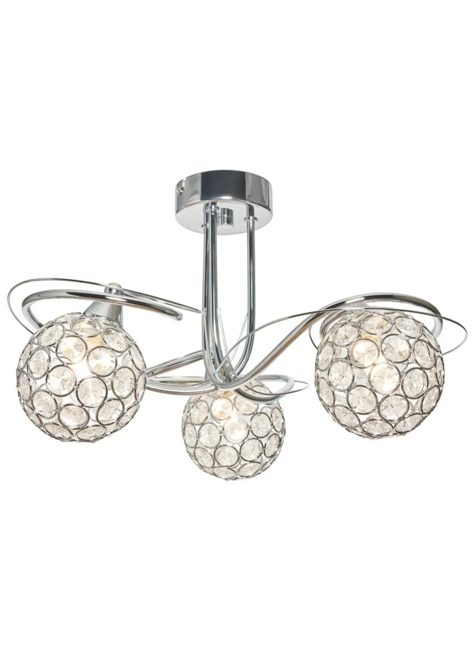 BHS Chrome Orianna Flush 3 Light (22cm x 43cm)