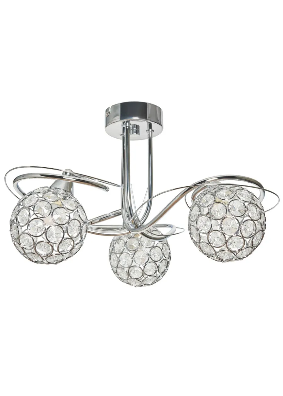 BHS Chrome Orianna Flush 3 Light (22cm x 43cm)