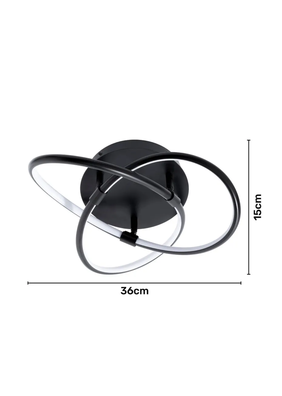 BHS Eero Knotted Shape LED Flush Ceiling Light Satin Black (15cm x 36cm)