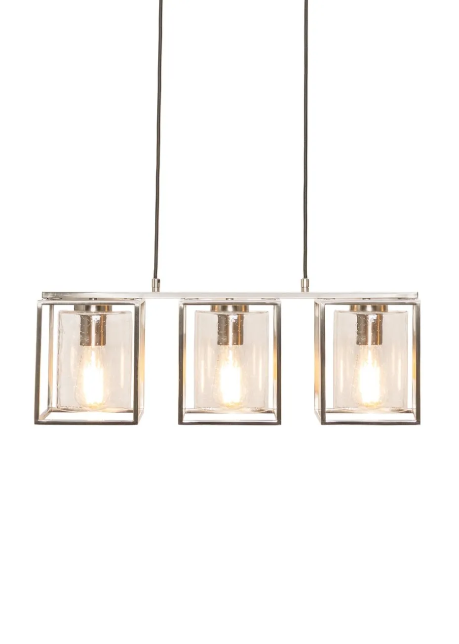 BHS Hardy 3 Light Diner Bar Satin Nickel (Adjustable 57-119cm x 60cm)