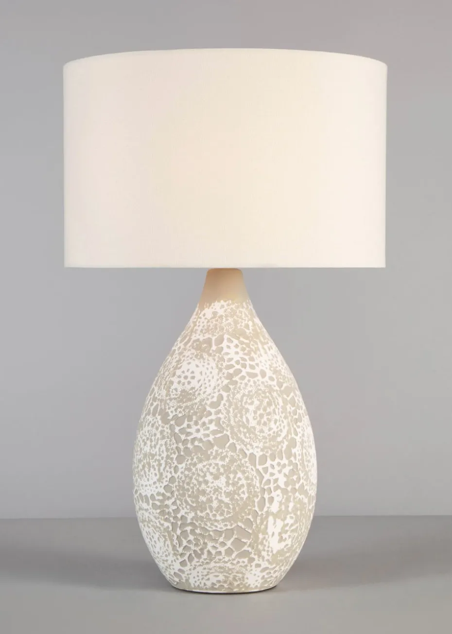 BHS Inar Textured Ceramic Table Lamp Natural (52cm x 30cm)