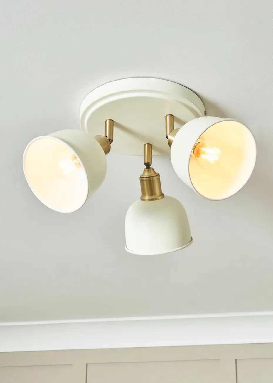 BHS Lighting Damani Ivory & Brass Ceiling 3 Light (21cm x 36cm)