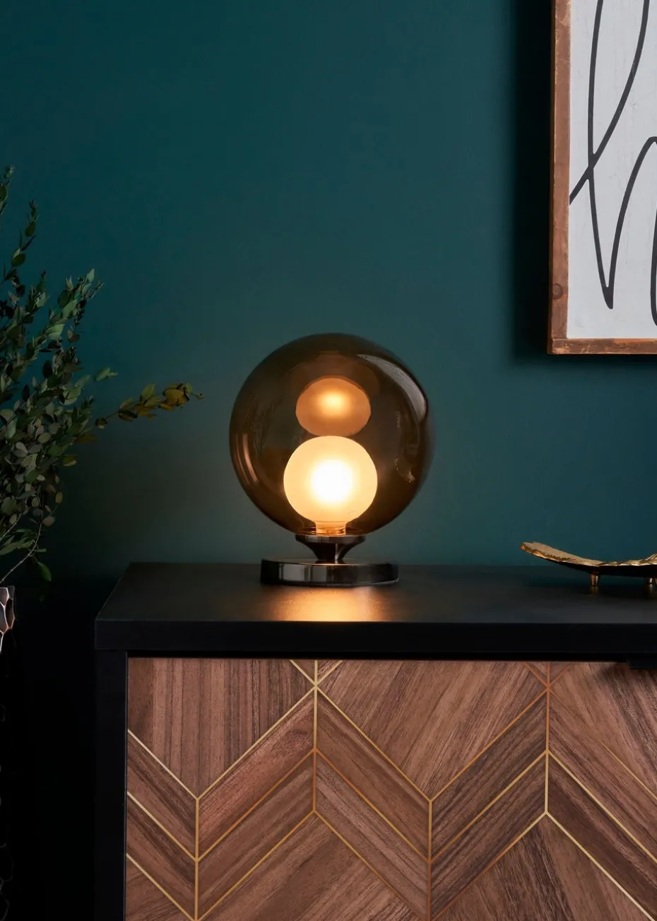 BHS Lighting Flourina Black Chrome Touch Table Lamp (22cm x 17cm)