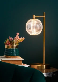 BHS Lighting Raeden LED Brass Acrylic Ball Table Lamp (35cm x 13cm)