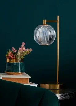 BHS Lighting Raeden LED Brass Acrylic Ball Table Lamp (35cm x 13cm)