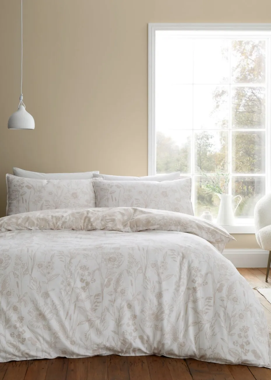 Bianca Fine Linens Brushed Cotton Floral Toile Reversible Duvet Cover Set