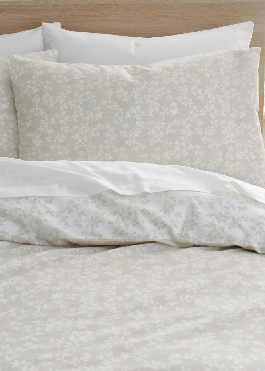 Bianca Fine Linens Shadow Leaves 200 Thread Count Cotton Reversible Duvet Cover Set