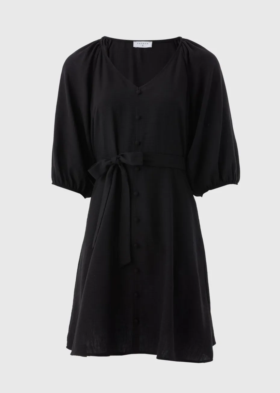 Black Belted Mini Tea Dress