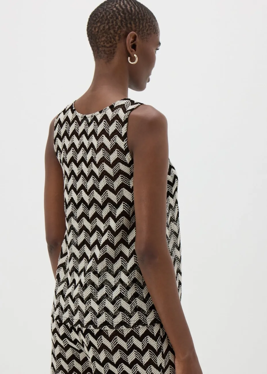 Black Chevron Crochet Vest Top