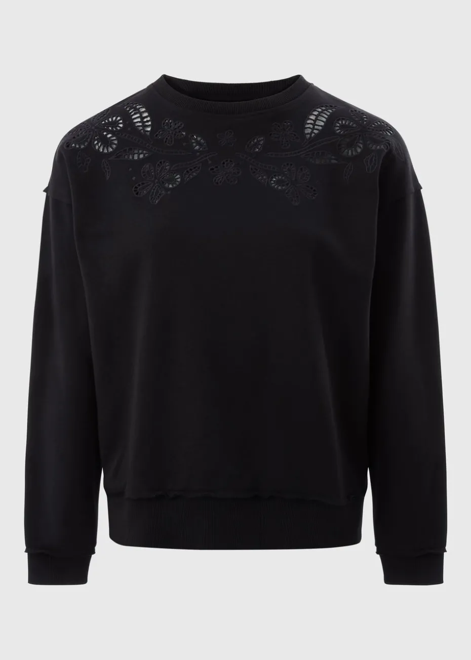 Black Cutout Floral Sweatshirt