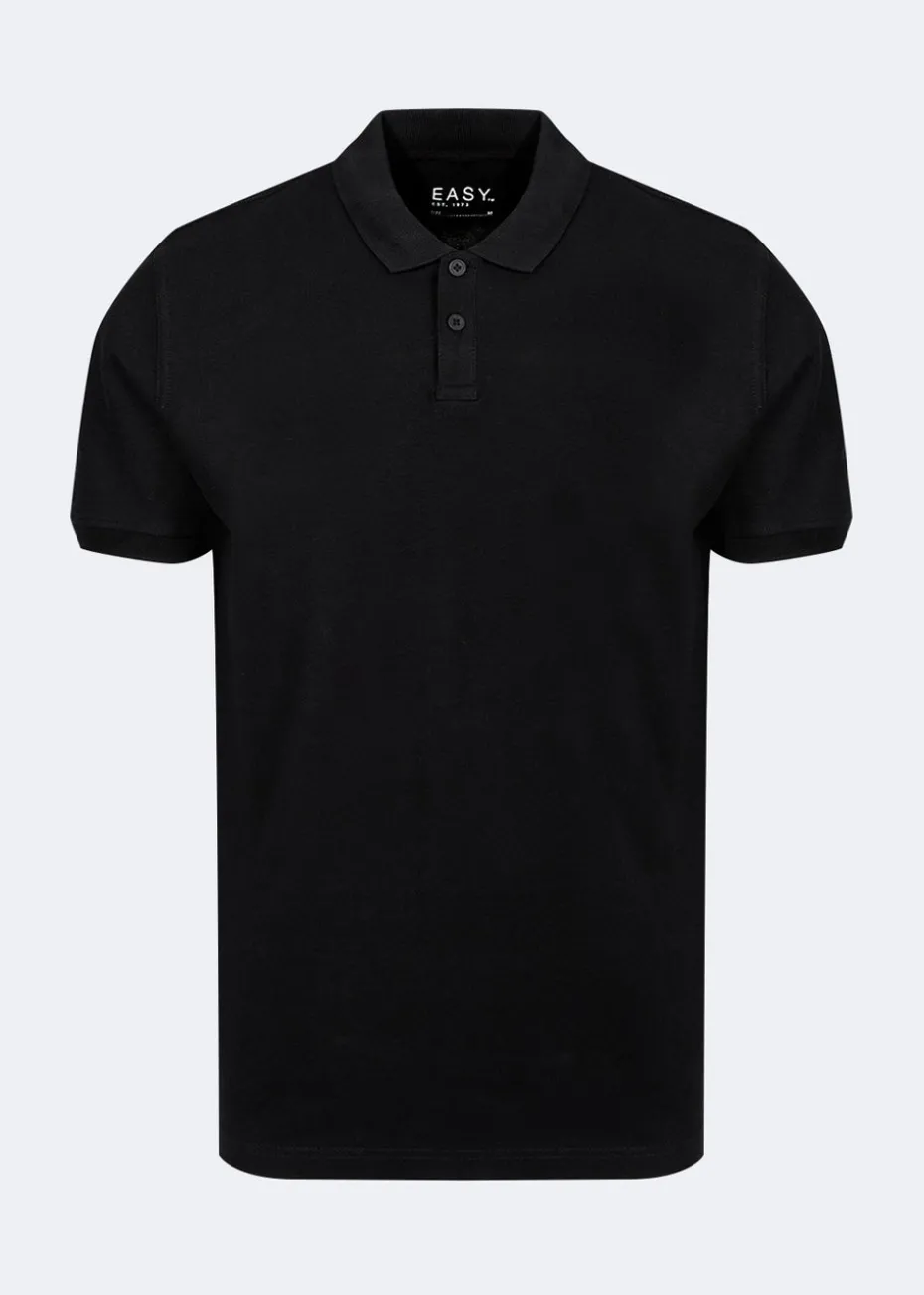 Black Essential Pique Polo Shirt
