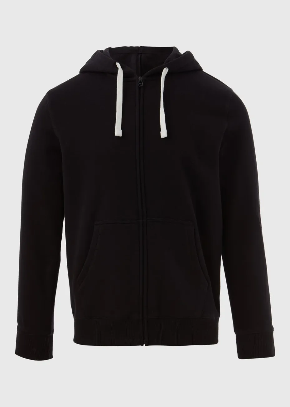 Black Essential Zip Up Hoodie