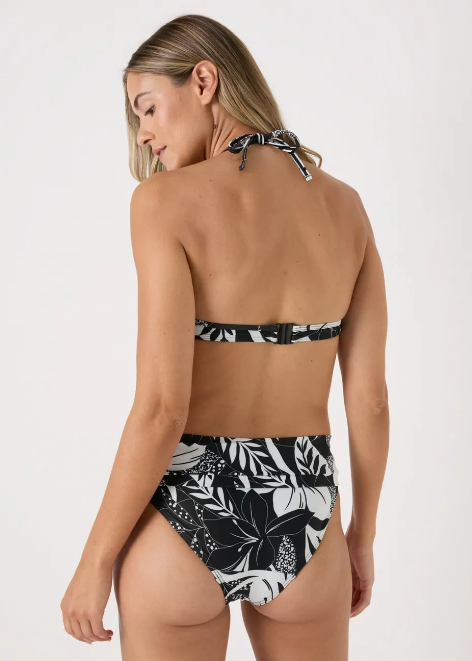 Black Floral High Waist Bikini Bottoms