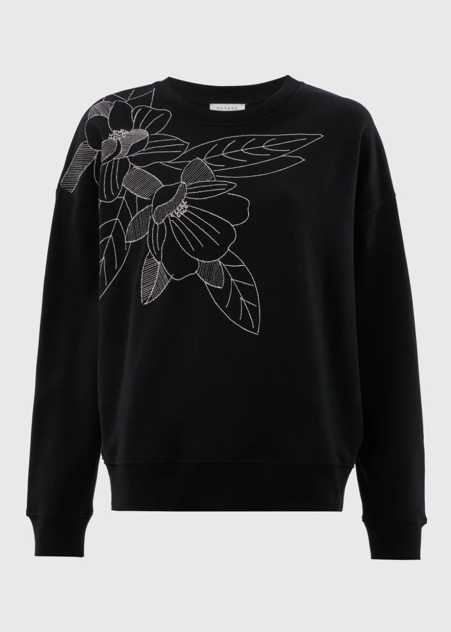 Black Floral Stitch Sweatshirt