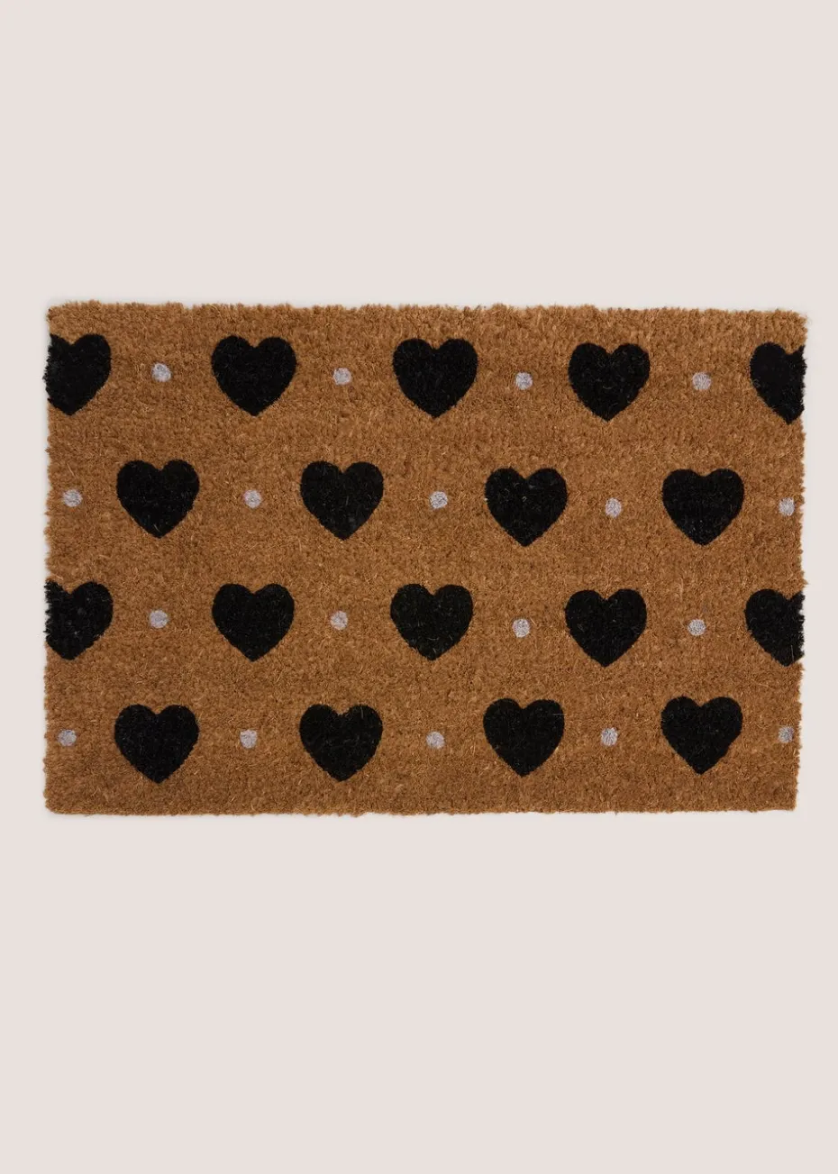 Black Heart Door Mat