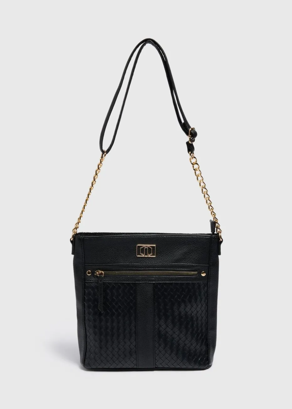 Black Large Stud Messenger Bag
