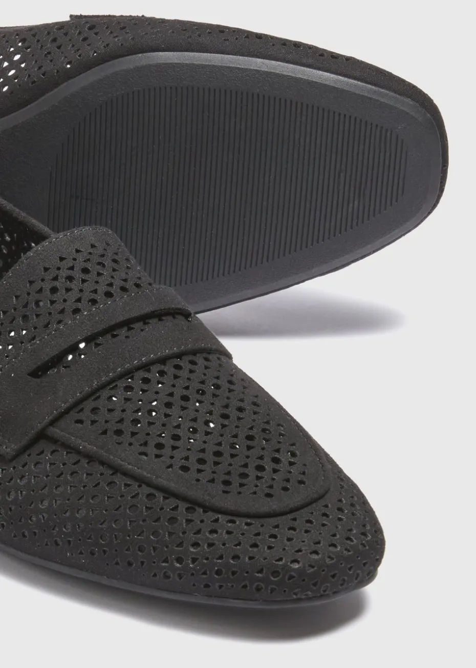 Black Laser Cut Loafers
