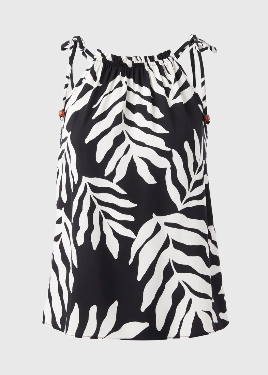 Black Leaf Print Cami Top