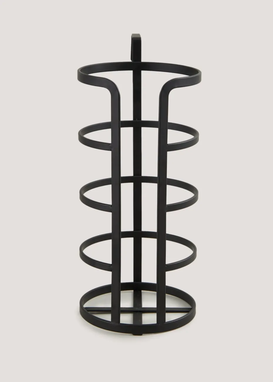 Black Metal Hook Toilet Roll Holder (30cm x 13cm x 17.5cm)