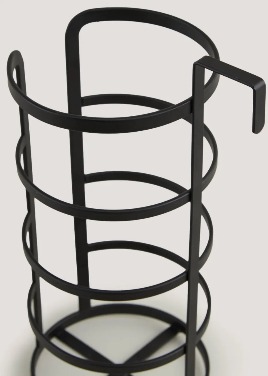 Black Metal Hook Toilet Roll Holder (30cm x 13cm x 17.5cm)