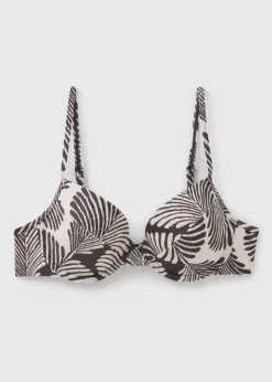 Black Mono Shell Print Cupped Bikini Top