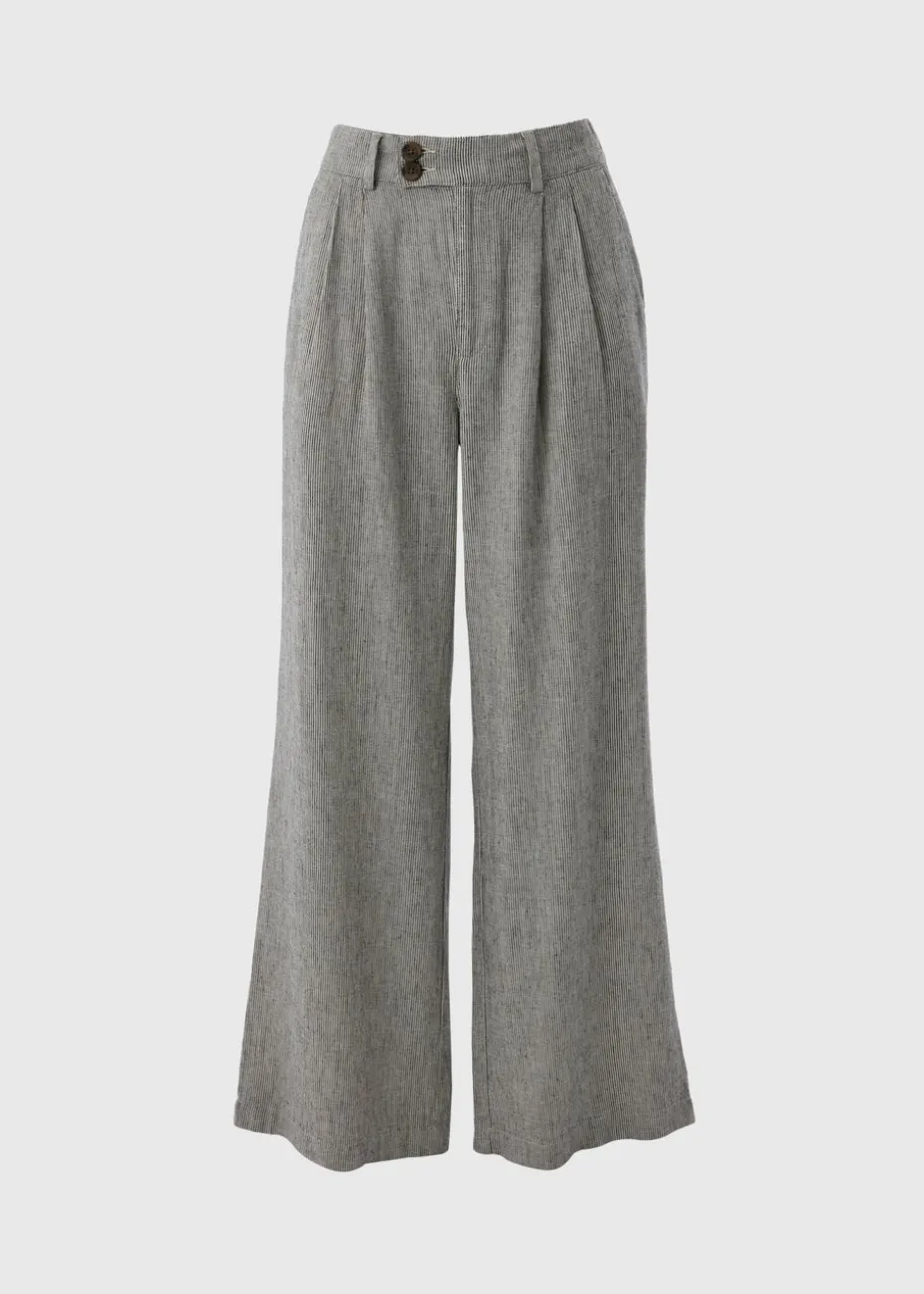 Black Mono stripe Linen Trousers