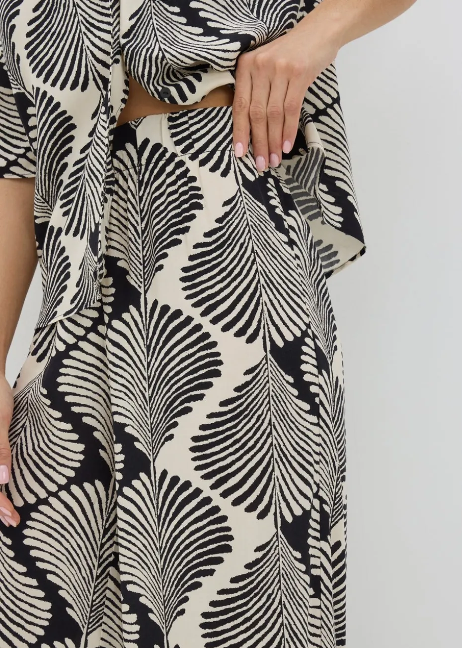 Black Monochrome Shell Wide Leg Trousers