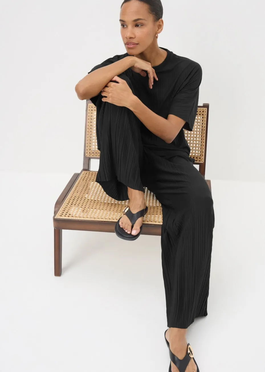 Black Plisse Co Ord T-Shirt