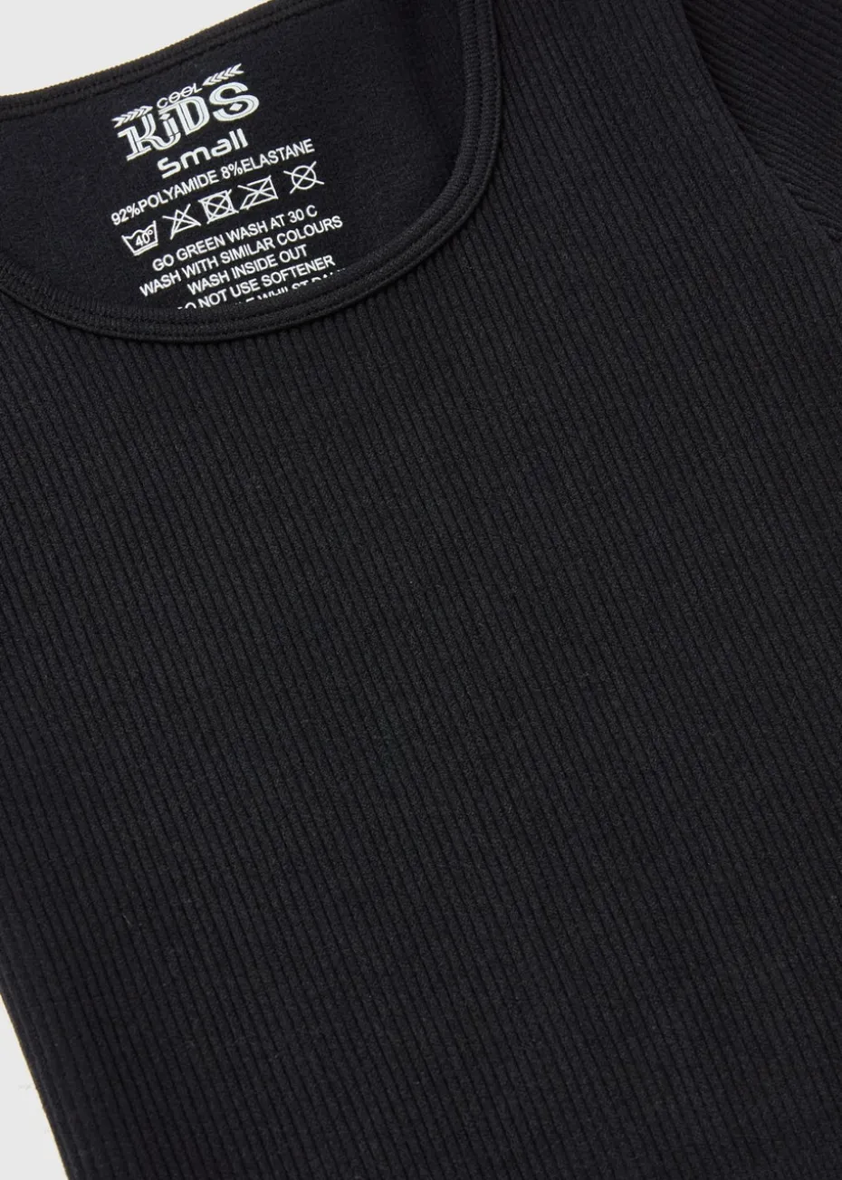 Black Seamless Ribbed Top (7-15yrs)