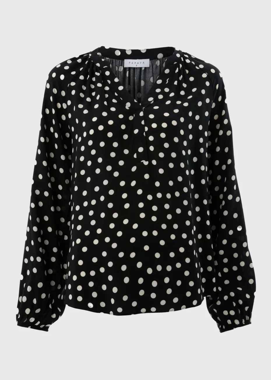 Black Spot Popover Blouse