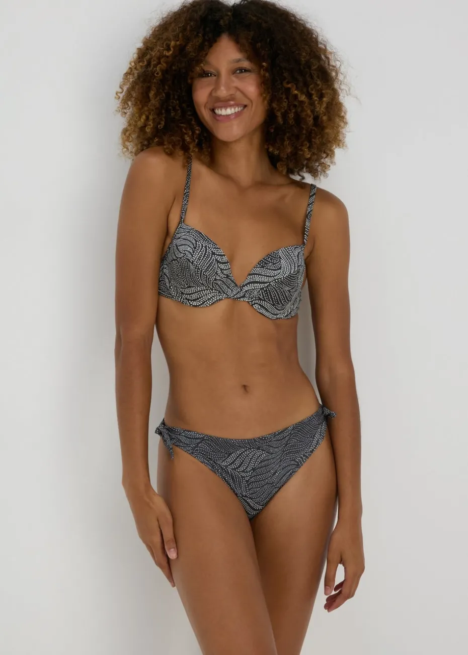 Black Spot Print Twist Bikini Bottoms