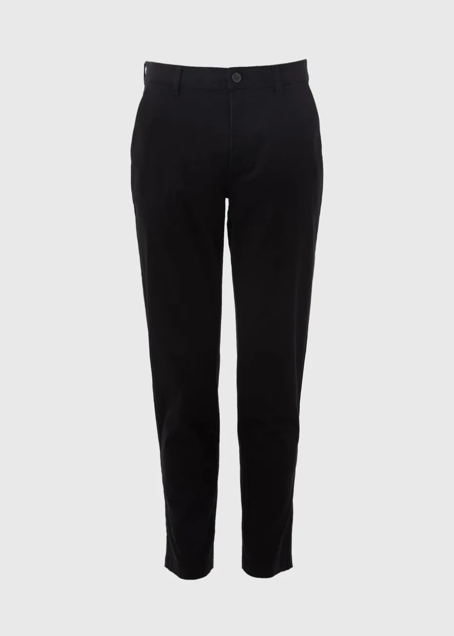 Black Straight Fit Stretch Chinos