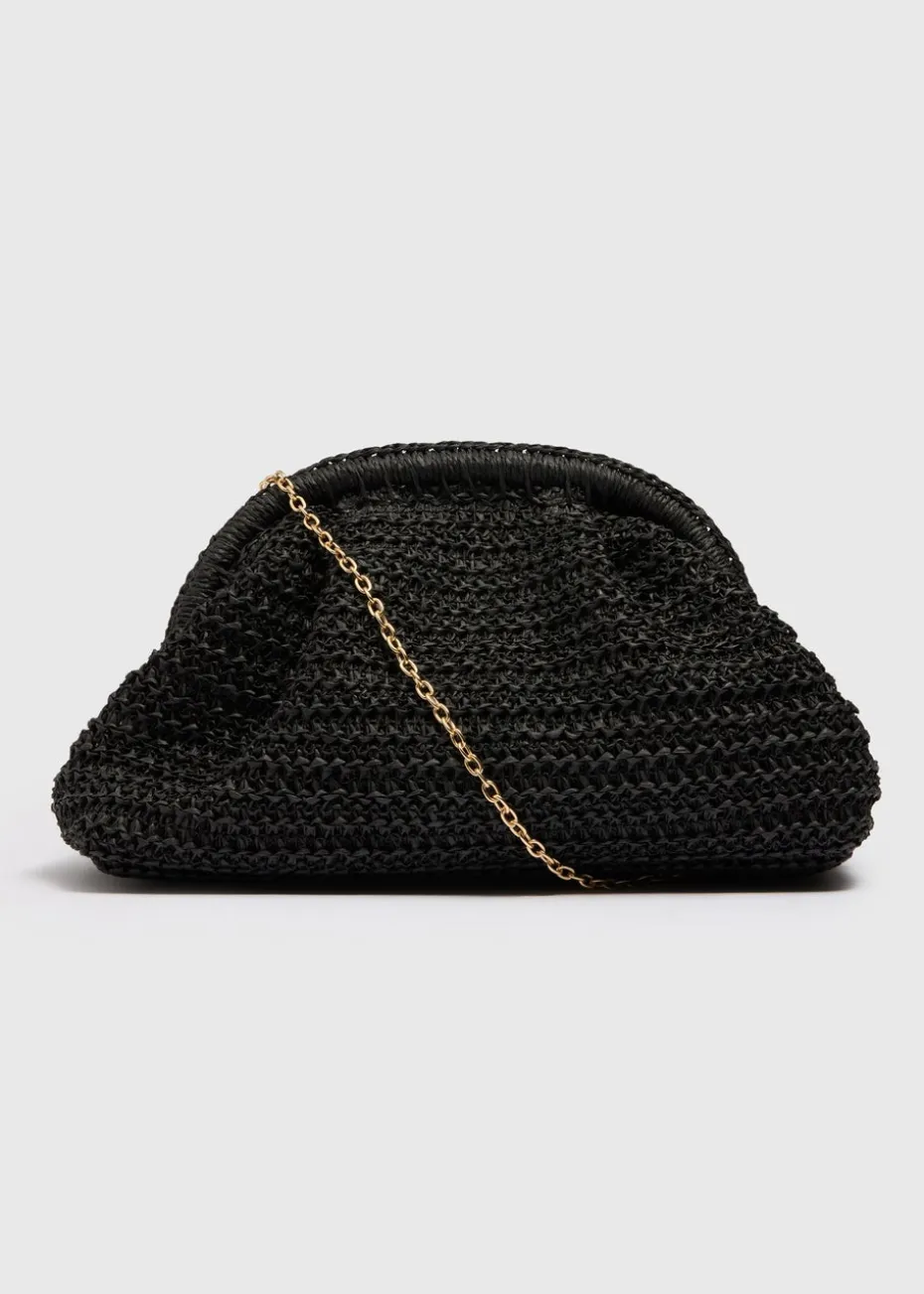 Black Straw Clutch