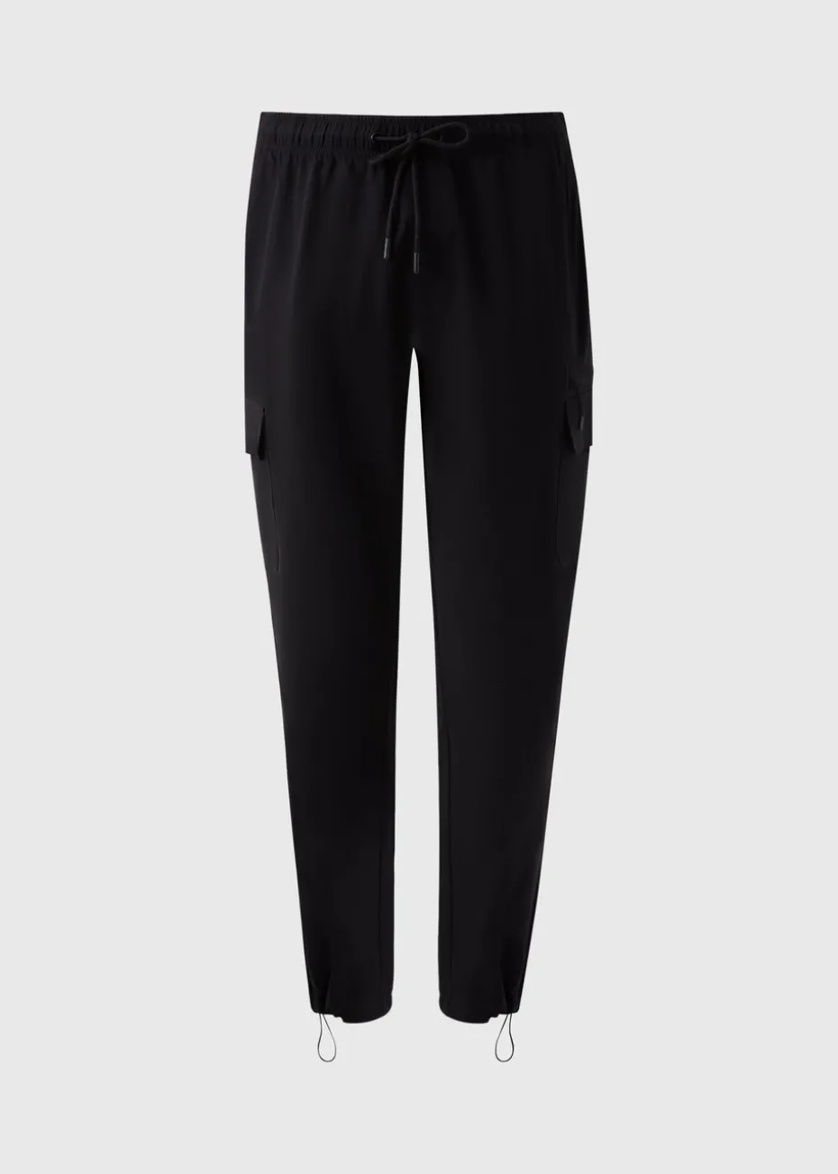 Black Tech Cuffed Cargo Trousers
