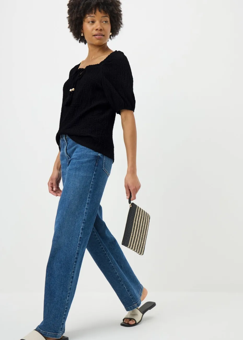 Black Textured Gypsy Top