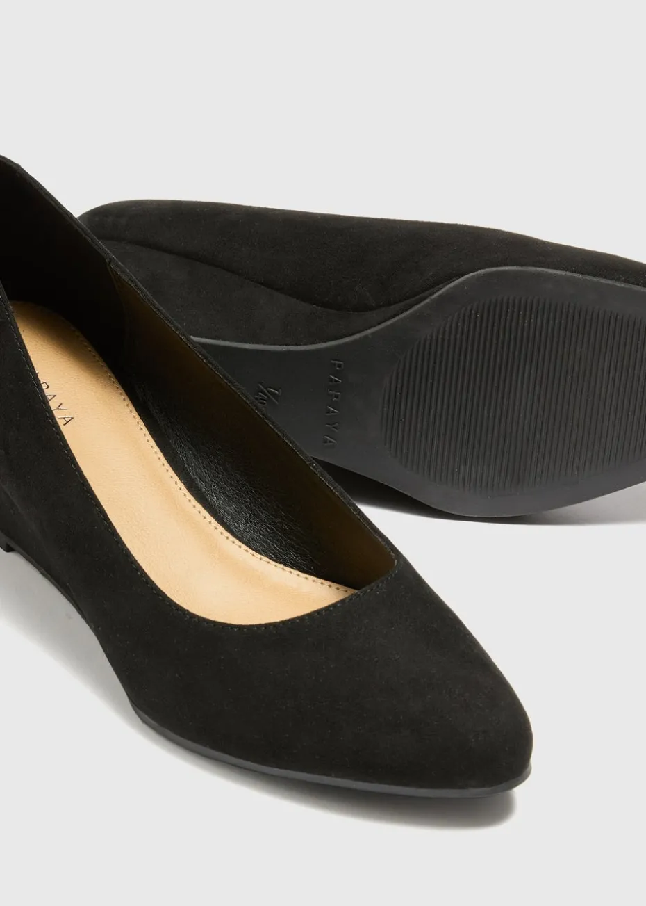 Black Wedge Court Heels