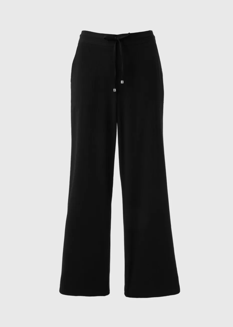 Black Wide Leg Drawstring Trousers