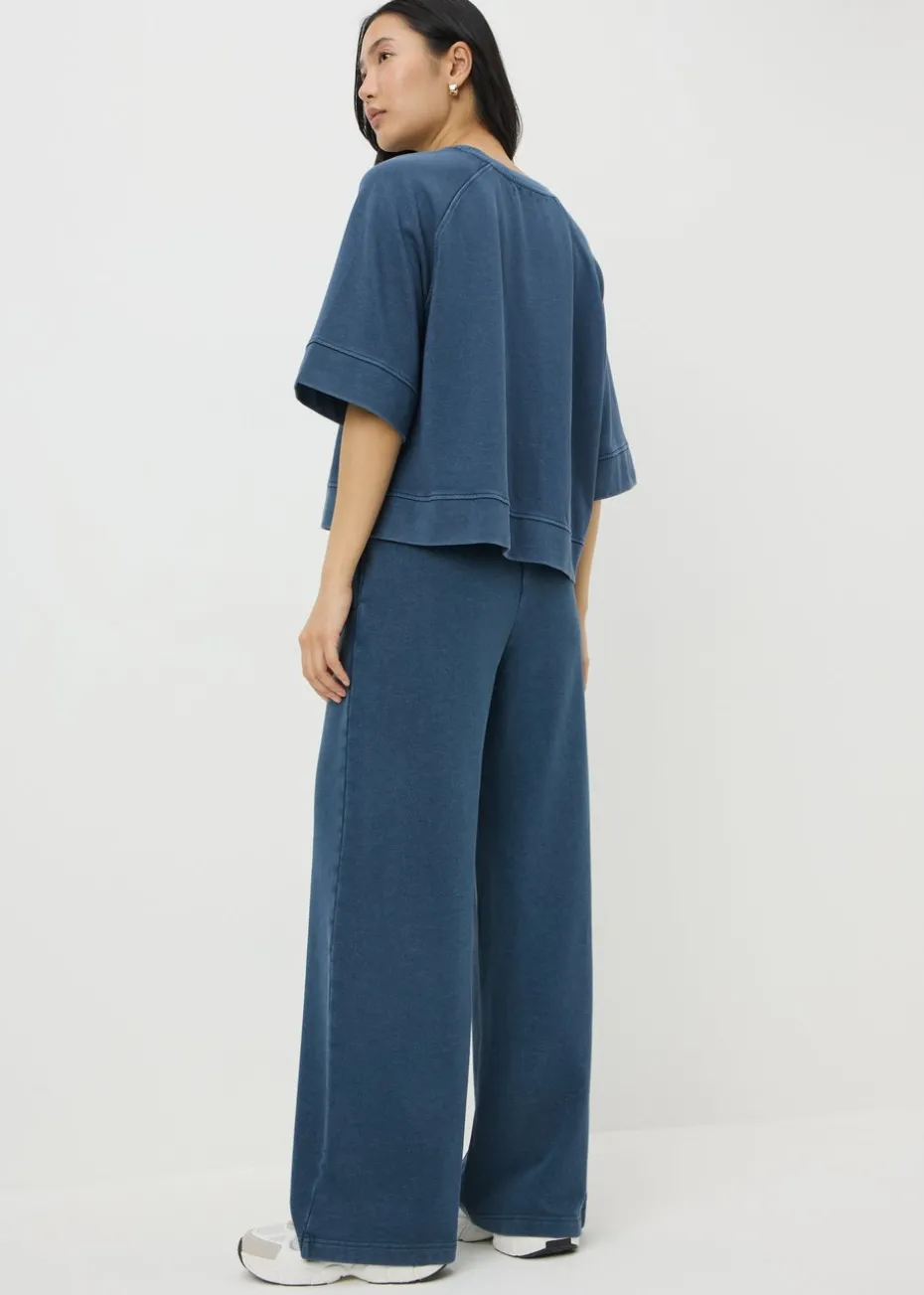 Blue Acid Wash Jogging Bottoms