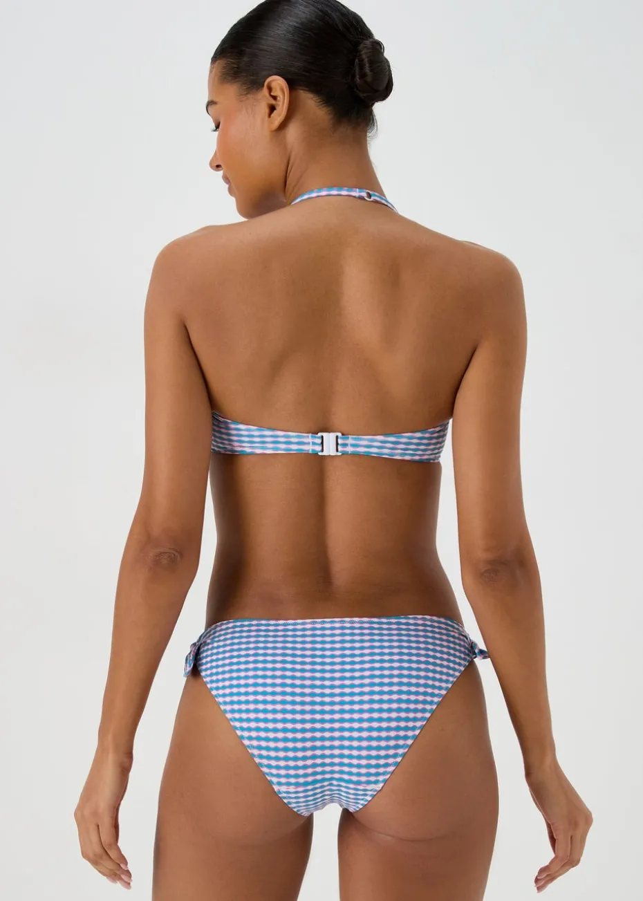 Blue Geo Print Twist Bottoms