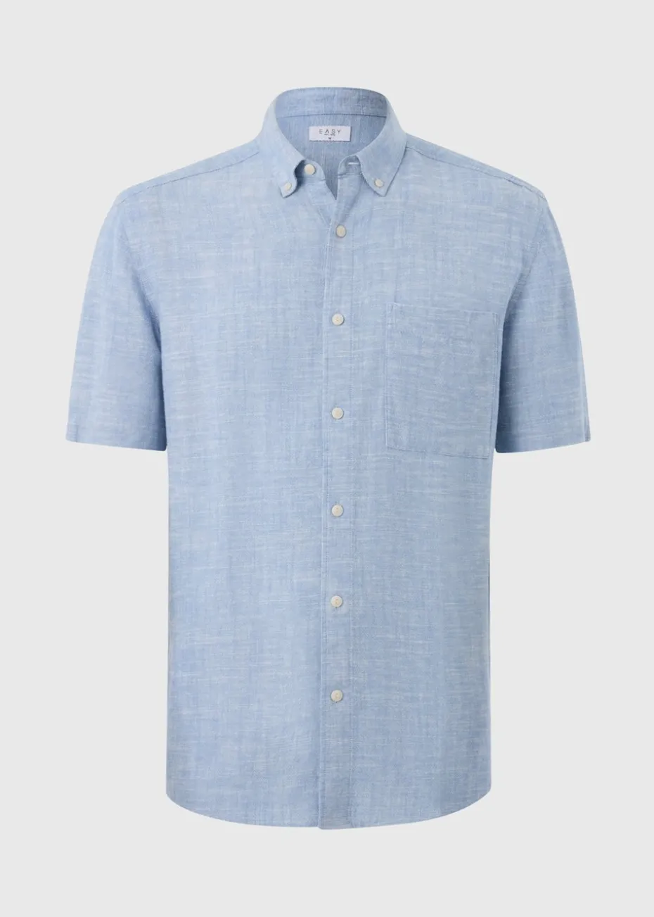 Blue Linen Blend Dye Shirt