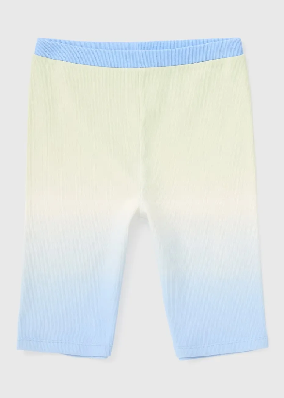 Blue Ombre Ribbed Shorts