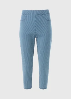 Blue Stripe Cropped Jeggings