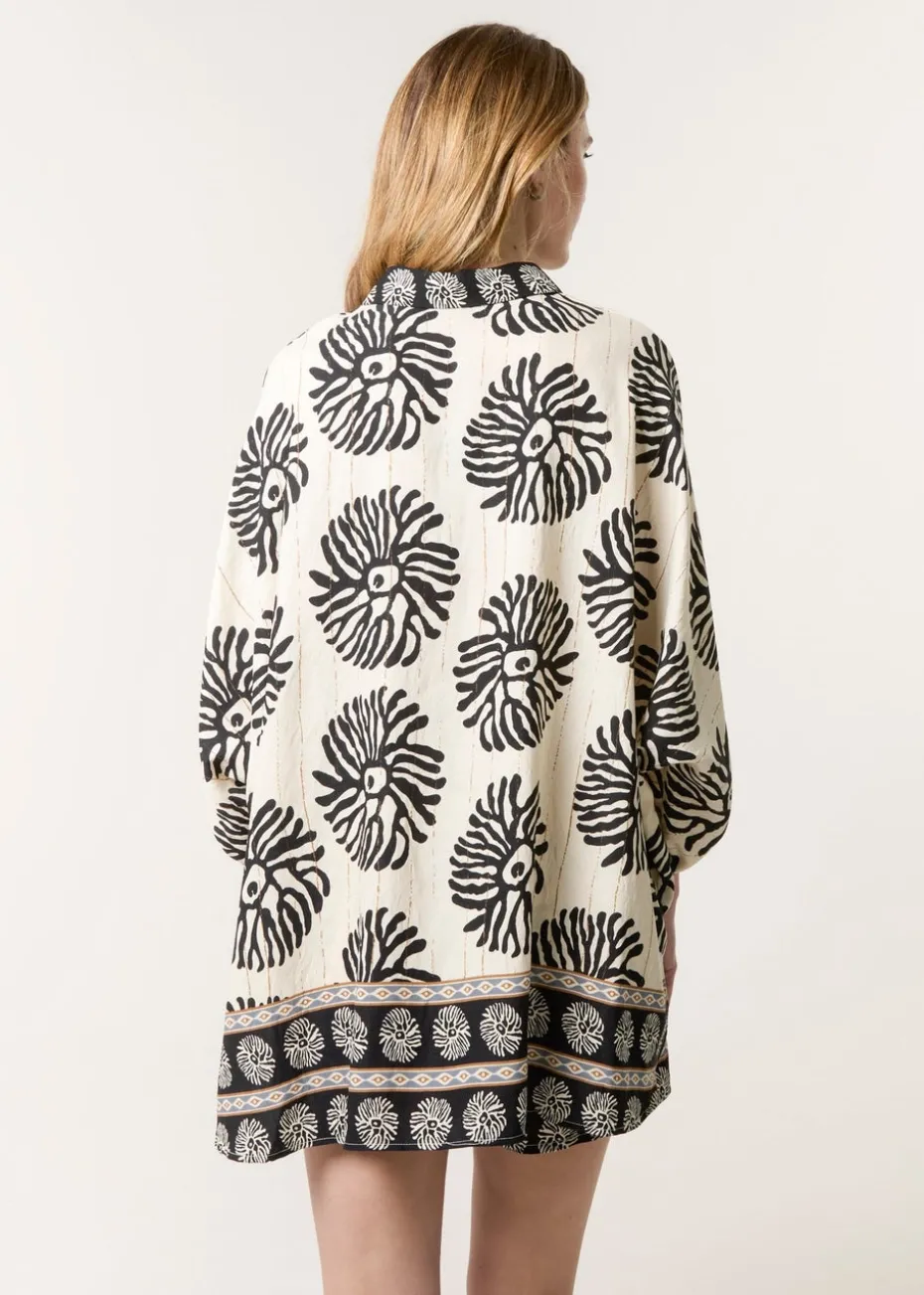 Blue Vanilla Black Abstract Oversized Shirt