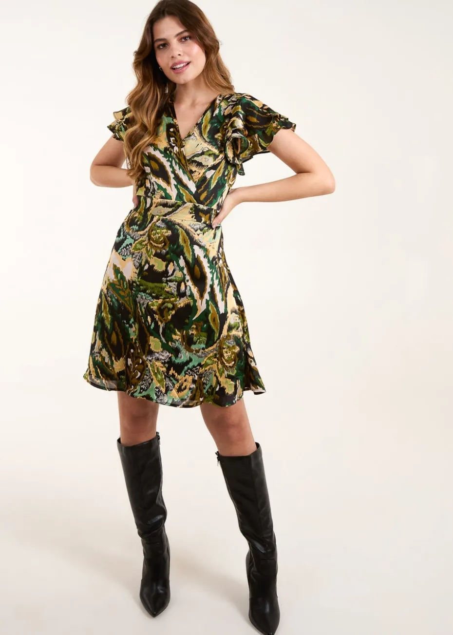 Blue Vanilla Black Angel Sleeve Wrap Mini Dress