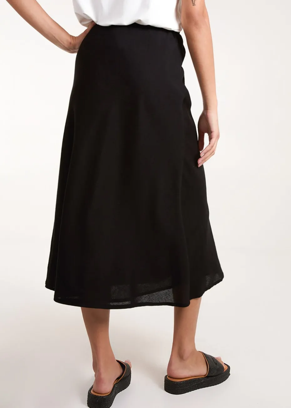 Blue Vanilla Black Bias Cut Midi Skirt