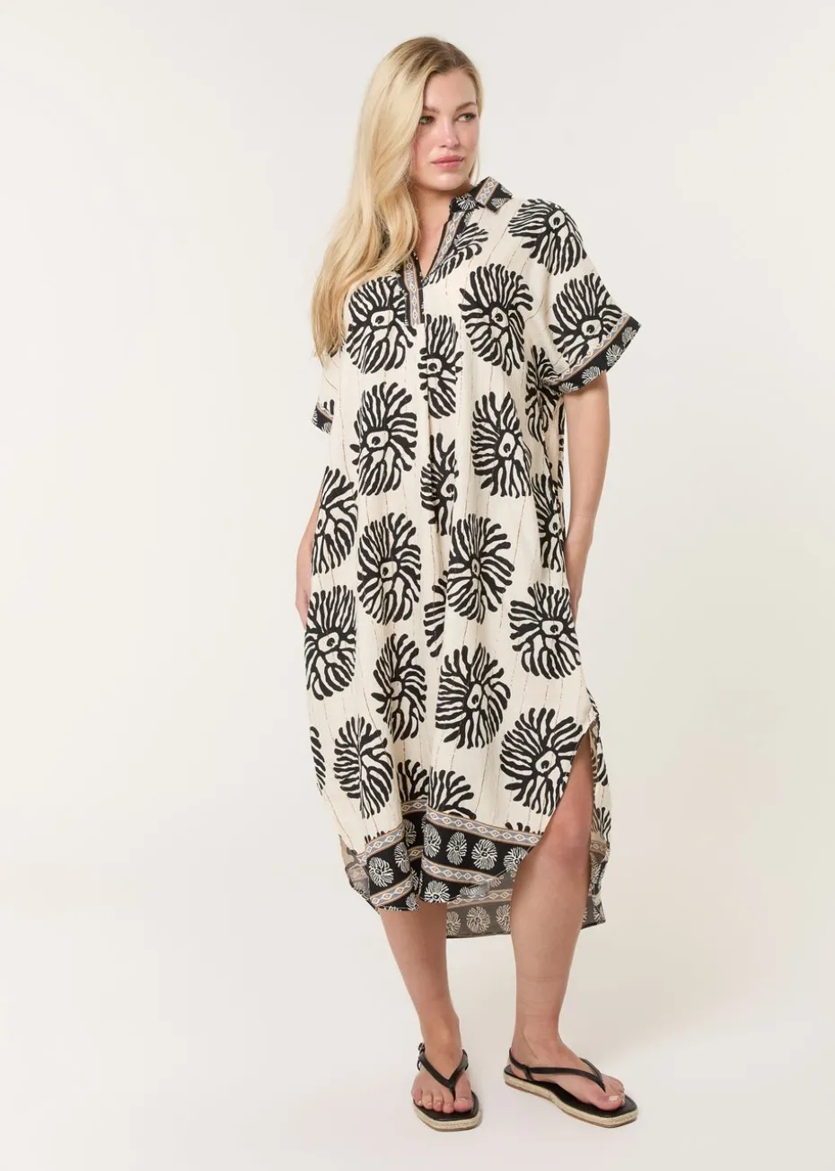 Blue Vanilla Black Collar Midi Tunic