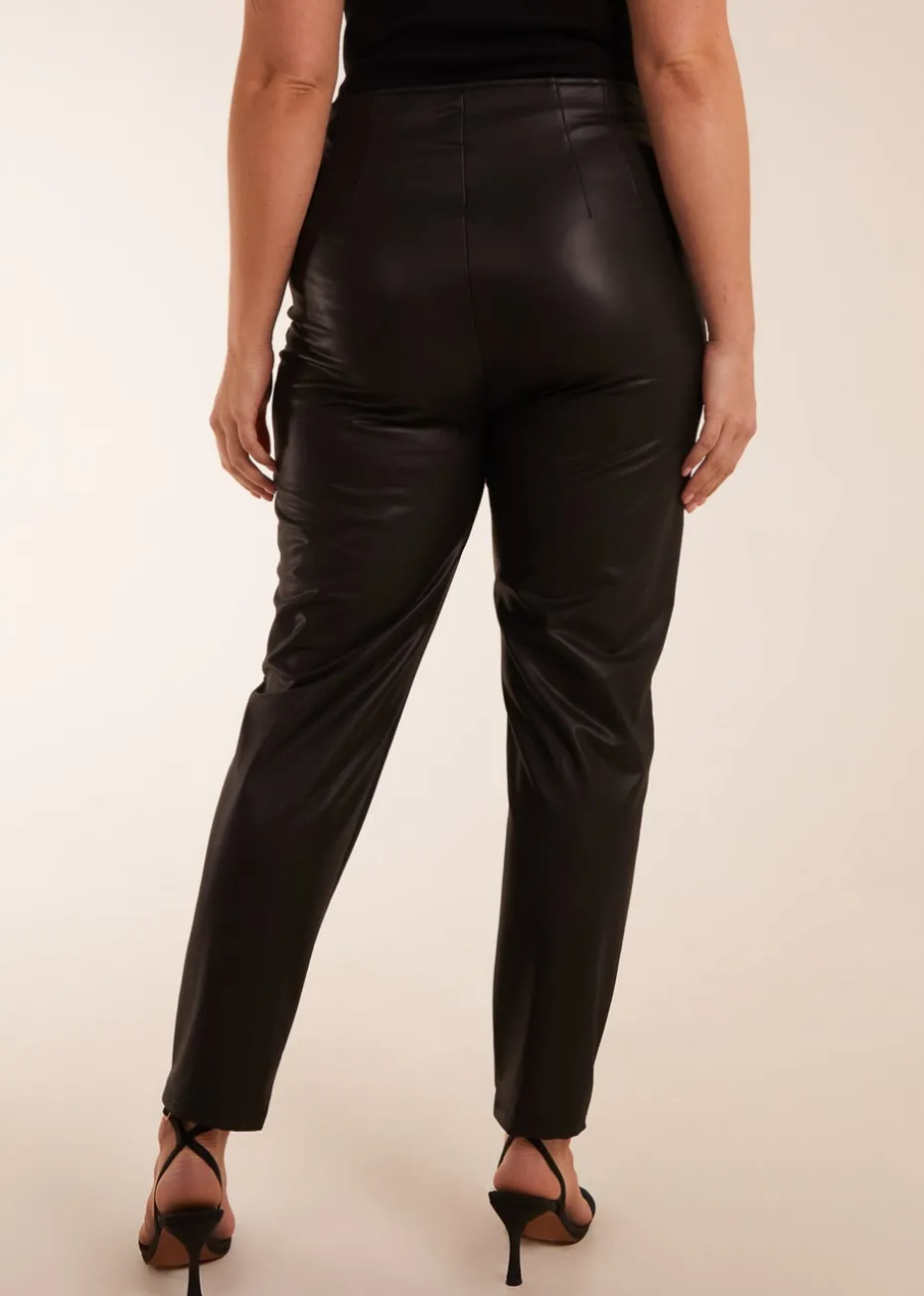 Blue Vanilla Black Curve Matte Faux Leather Tailored Trousers